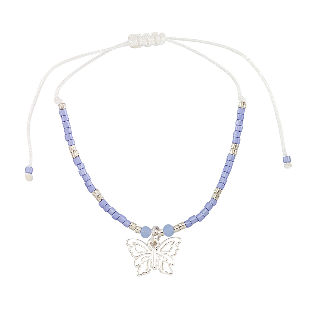 Pastel Seedbead Butterfly Charm Bracelet