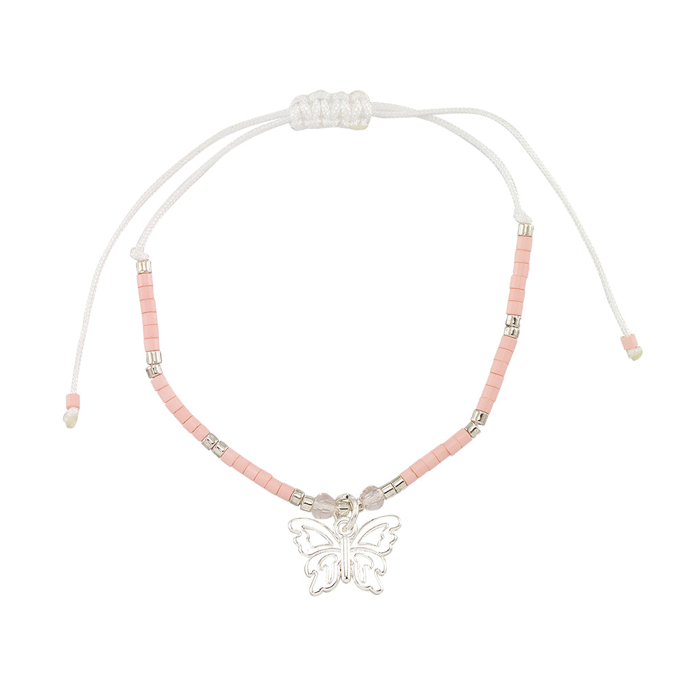 Pastel Seedbead Butterfly Charm Bracelet