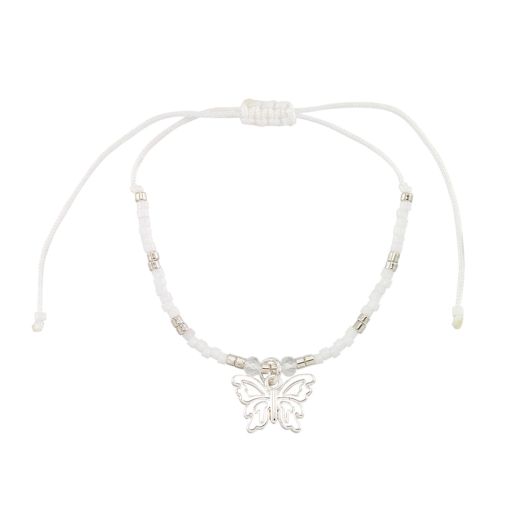 Pastel Seedbead Butterfly Charm Bracelet