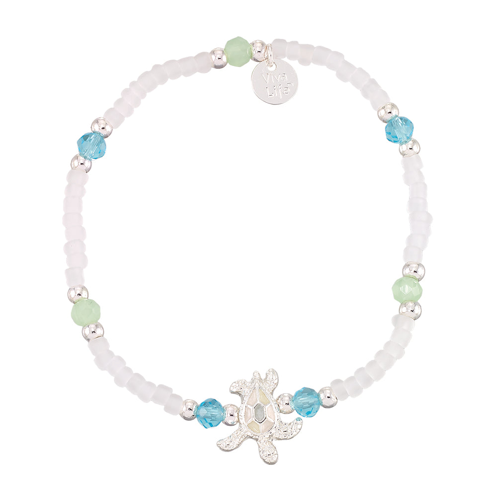&quot;Give Back&quot; Enamel Turtle Frosted Seedbead Bracelet