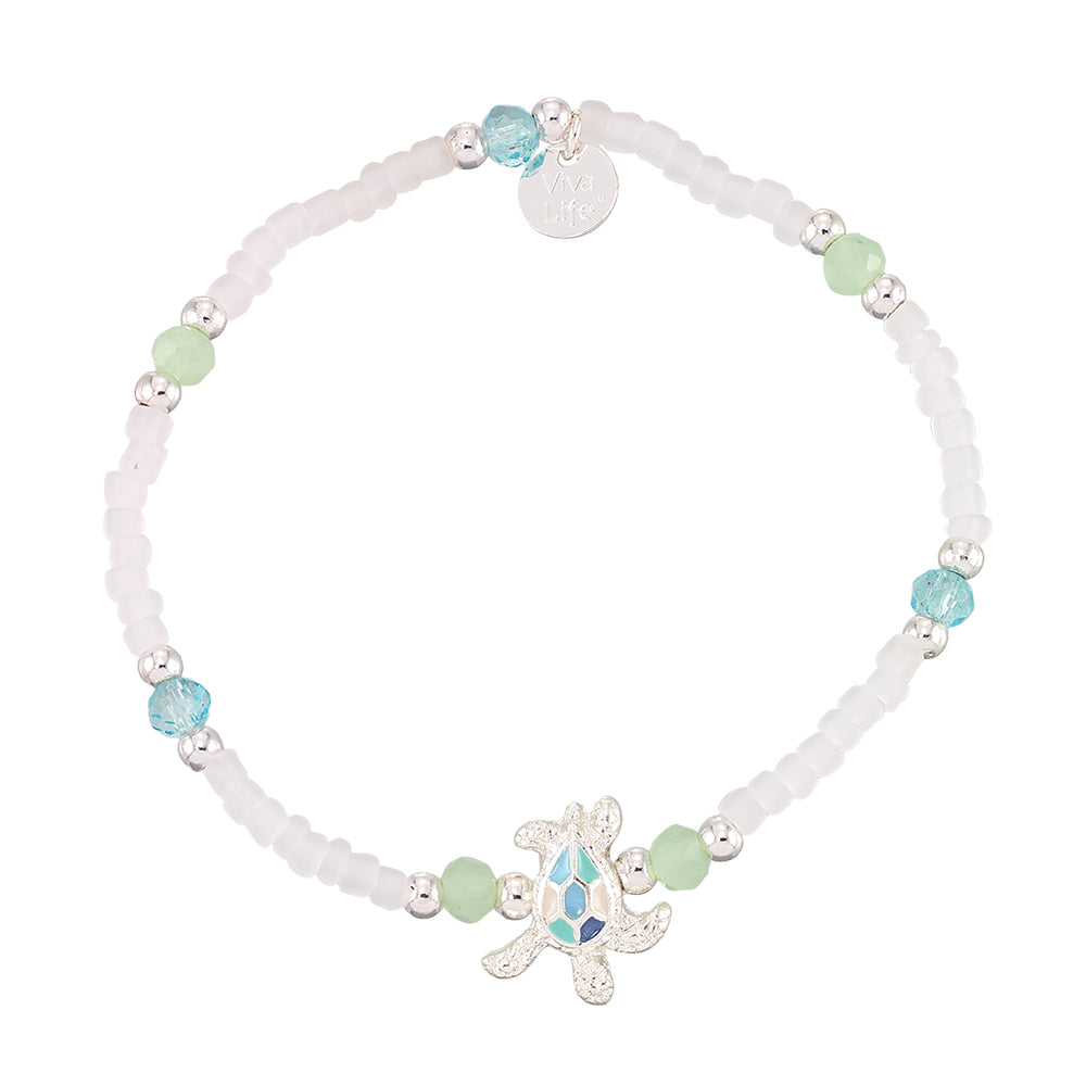 &quot;Give Back&quot; Enamel Turtle Frosted Seedbead Bracelet