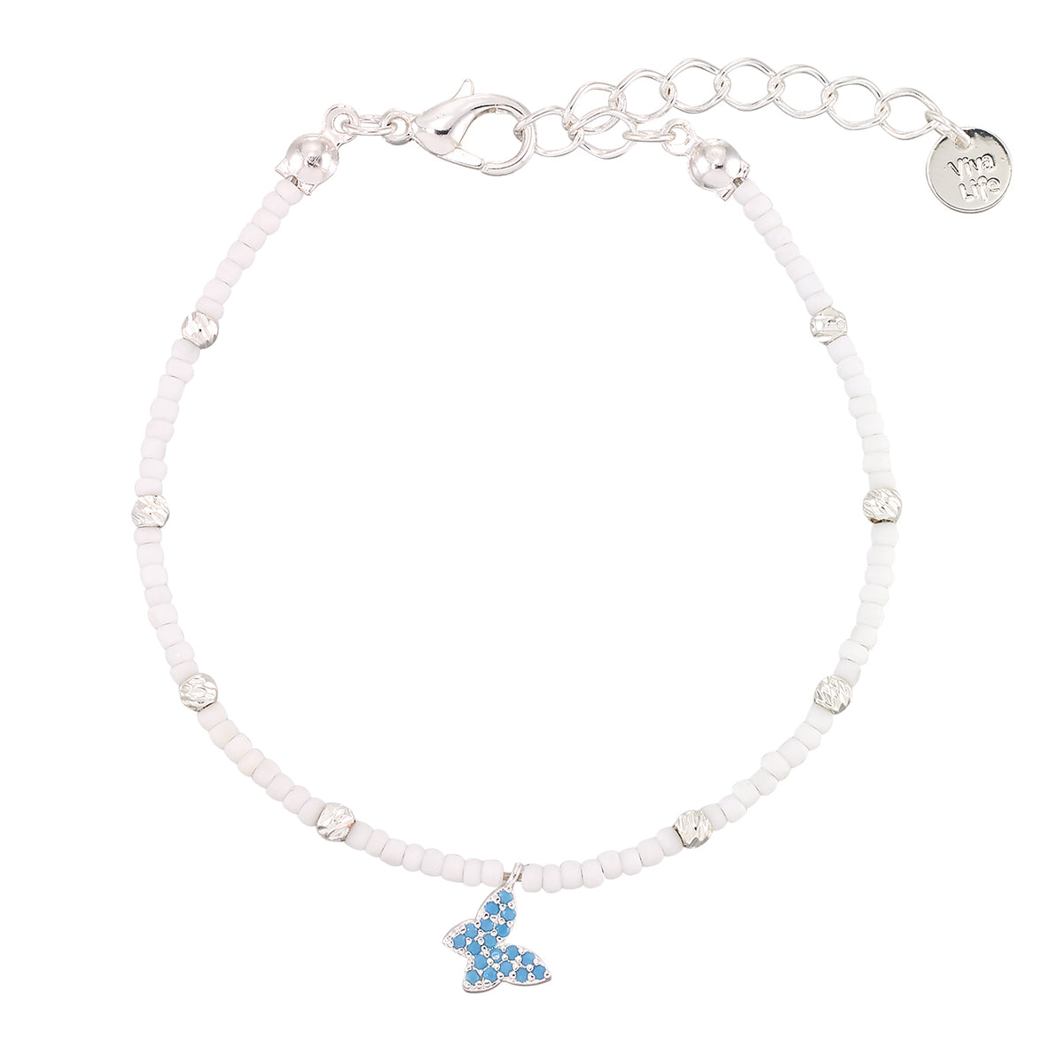Pave Crystal Butterfly Seedbead Bracelet
