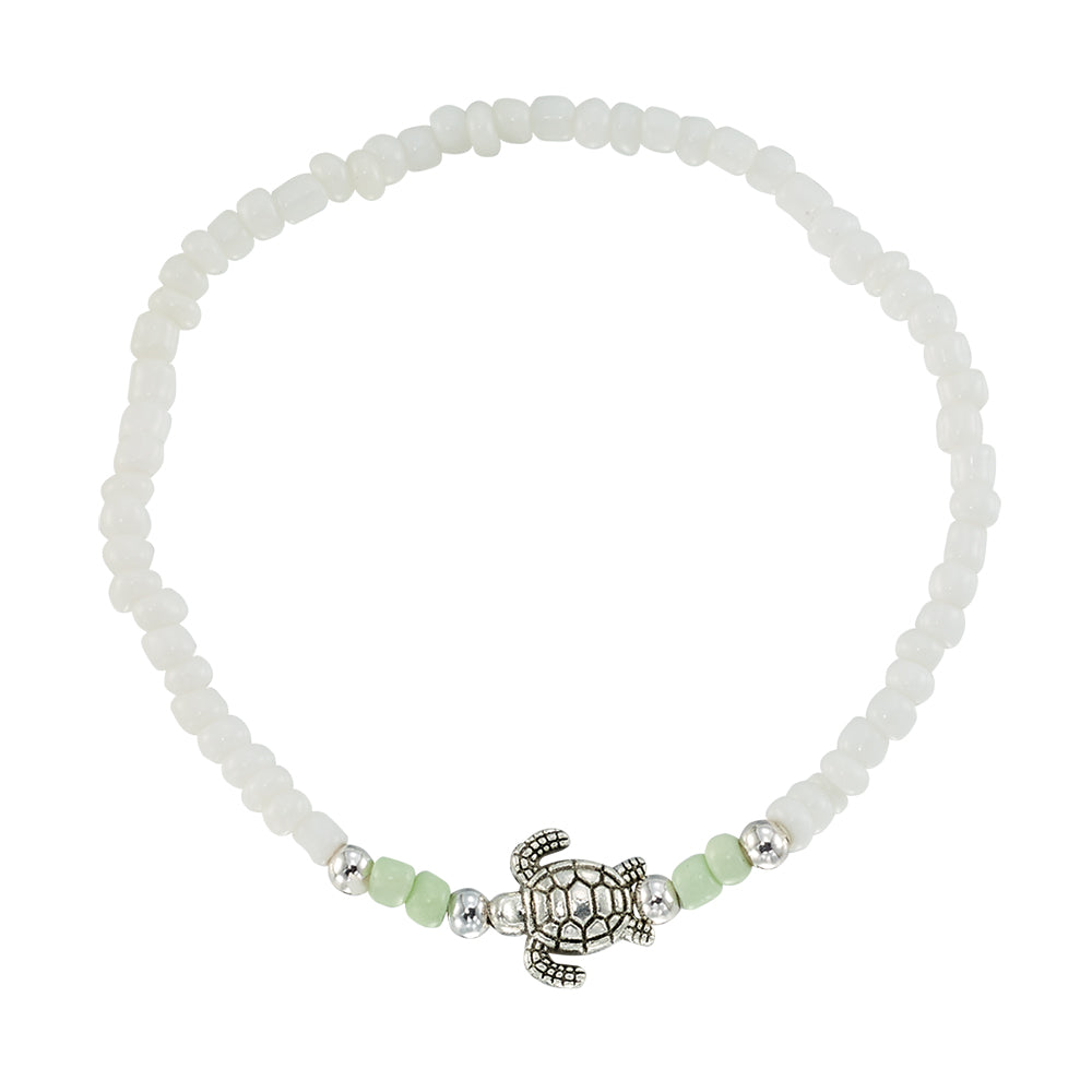 Metal Turtle Seedbead Stretch Bracelet
