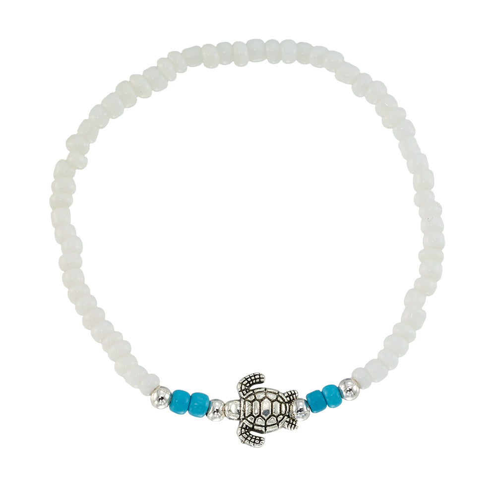 Metal Turtle Seedbead Stretch Bracelet