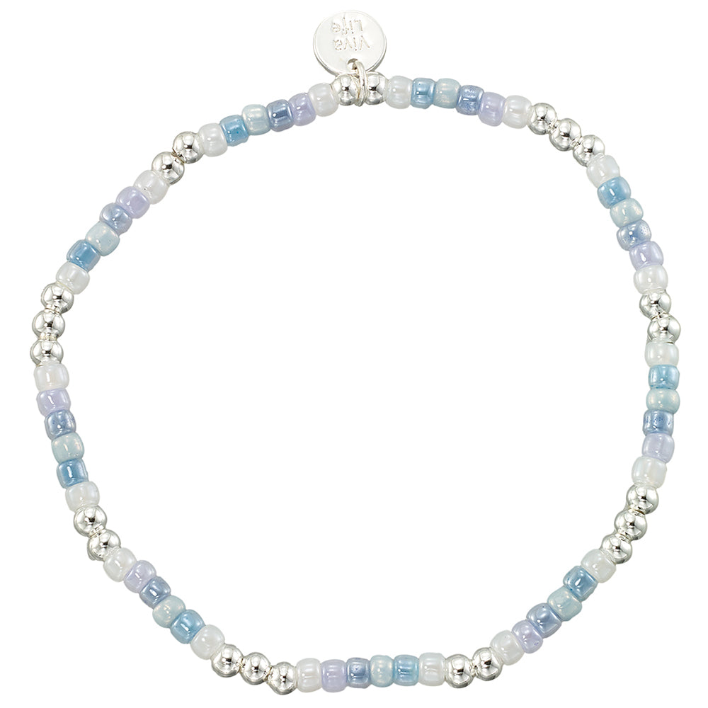 Pearlized Seedbead & Metal Bead Stretch Bracelet