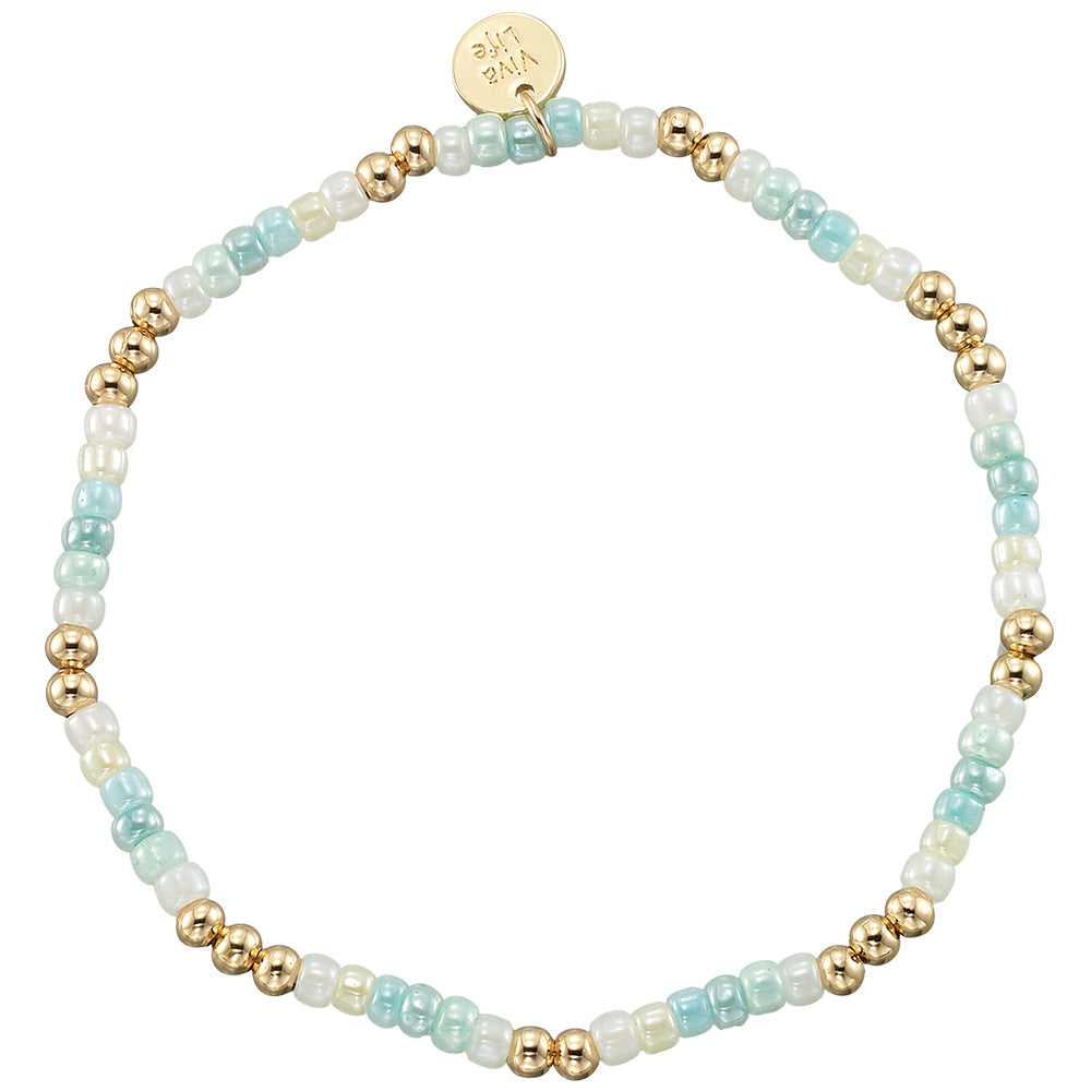 Pearlized Seedbead & Metal Bead Stretch Bracelet