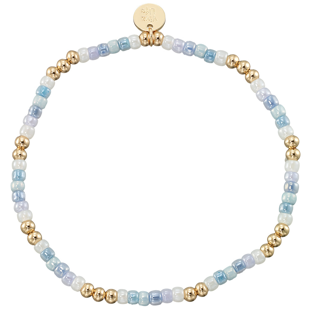 Pearlized Seedbead & Metal Bead Stretch Bracelet