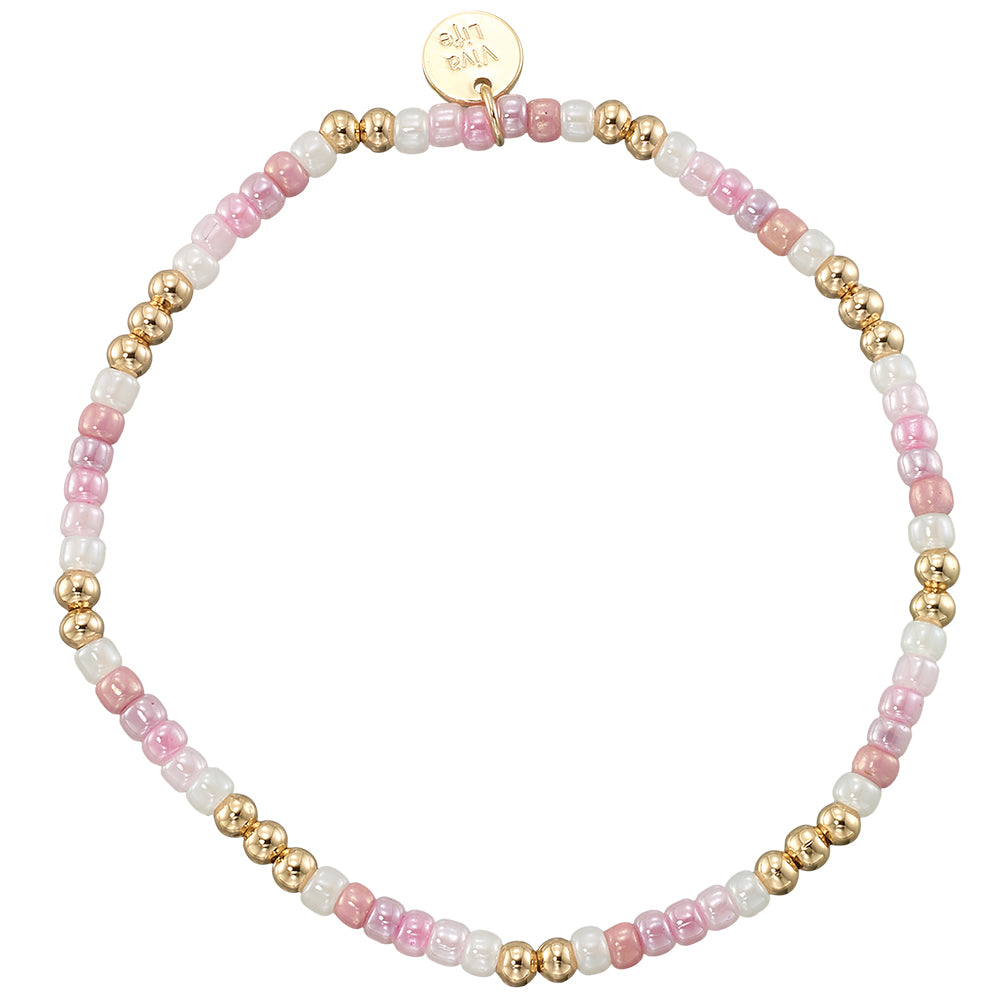 Pearlized Seedbead & Metal Bead Stretch Bracelet