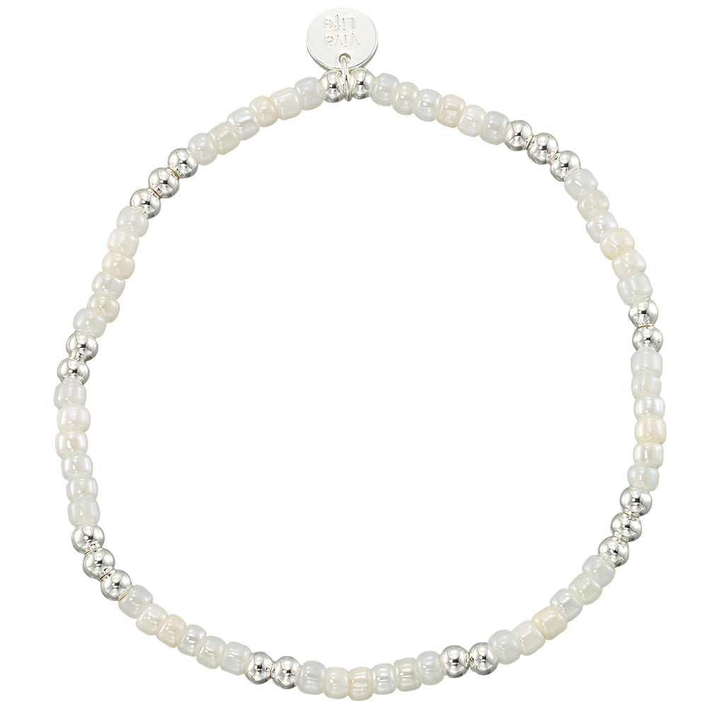 Pearlized Seedbead & Metal Bead Stretch Bracelet