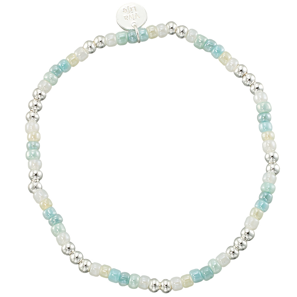 Pearlized Seedbead & Metal Bead Stretch Bracelet