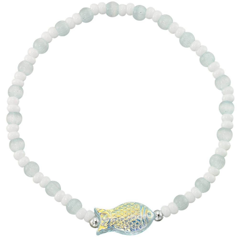 Sparkly Fish Seedbead Stretch Bracelet