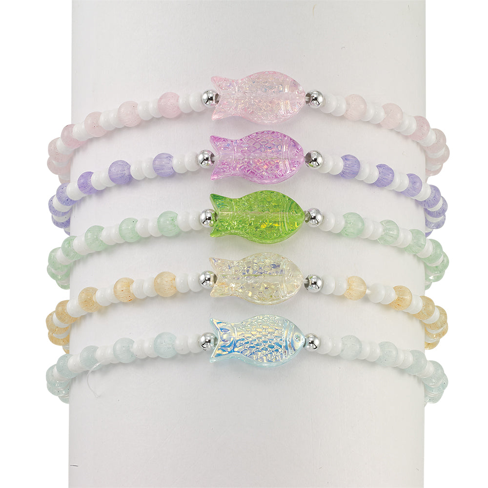 Sparkly Fish Seedbead Stretch Bracelet