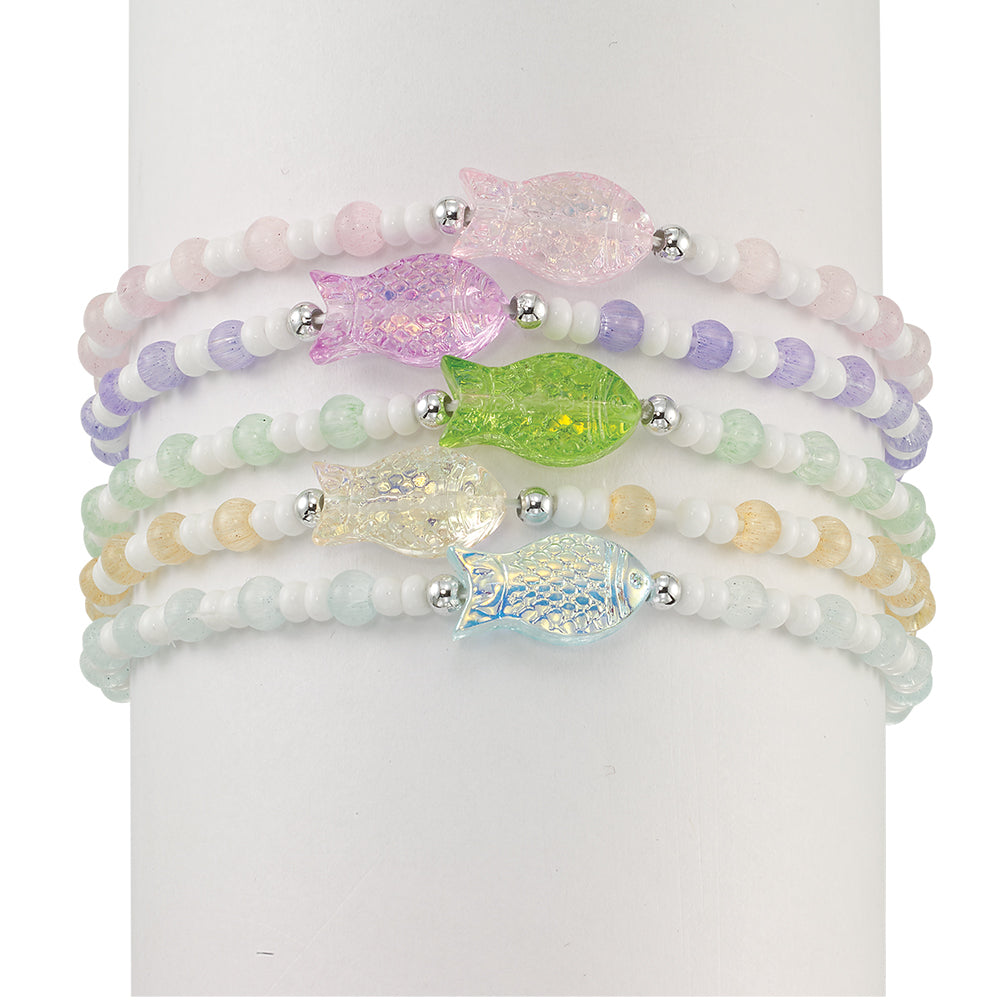 Sparkly Fish Seedbead Stretch Bracelet