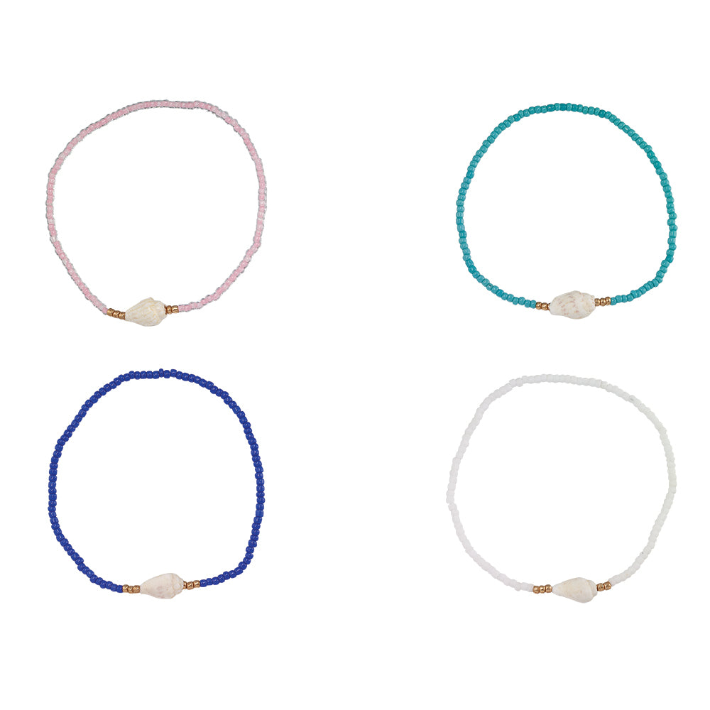 Conch Shell Seedbead Stretch Bracelet