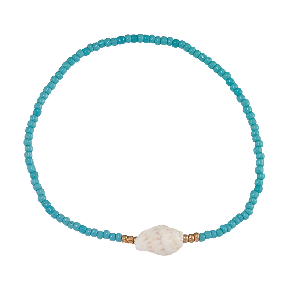 Conch Shell Seedbead Stretch Bracelet