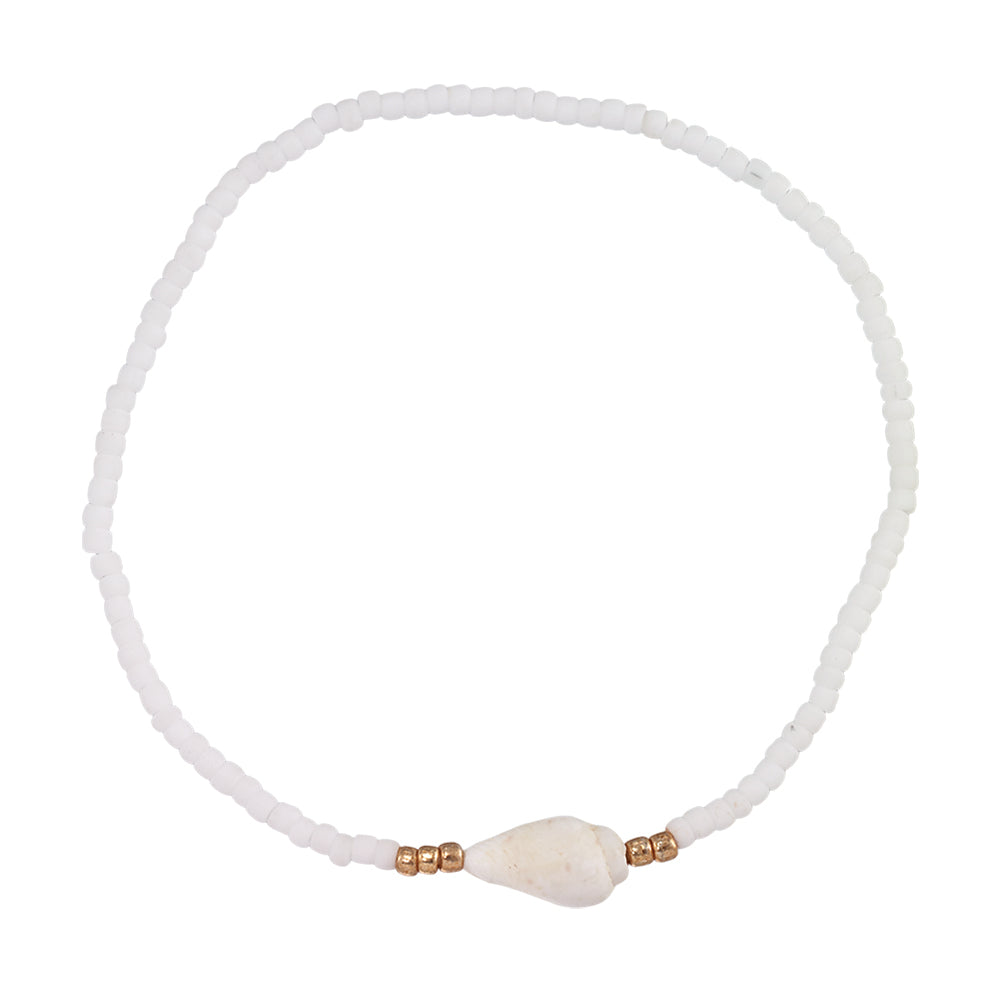 Conch Shell Seedbead Stretch Bracelet