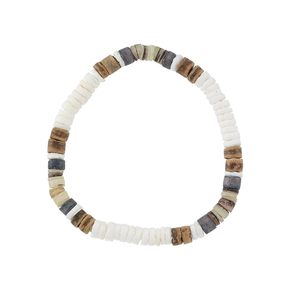 White Clam/Coco/Hammer Shell 7&quot; Bracelet