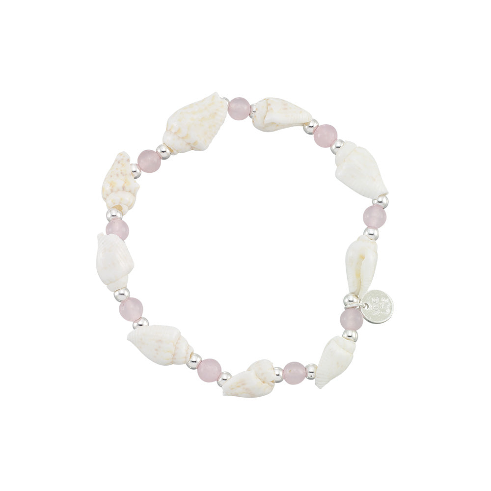 Nassa &amp; Stone Bead Stretch Bracelet