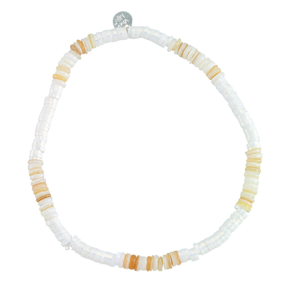 Shell and Pearlized Fimo Stretch Bracelet