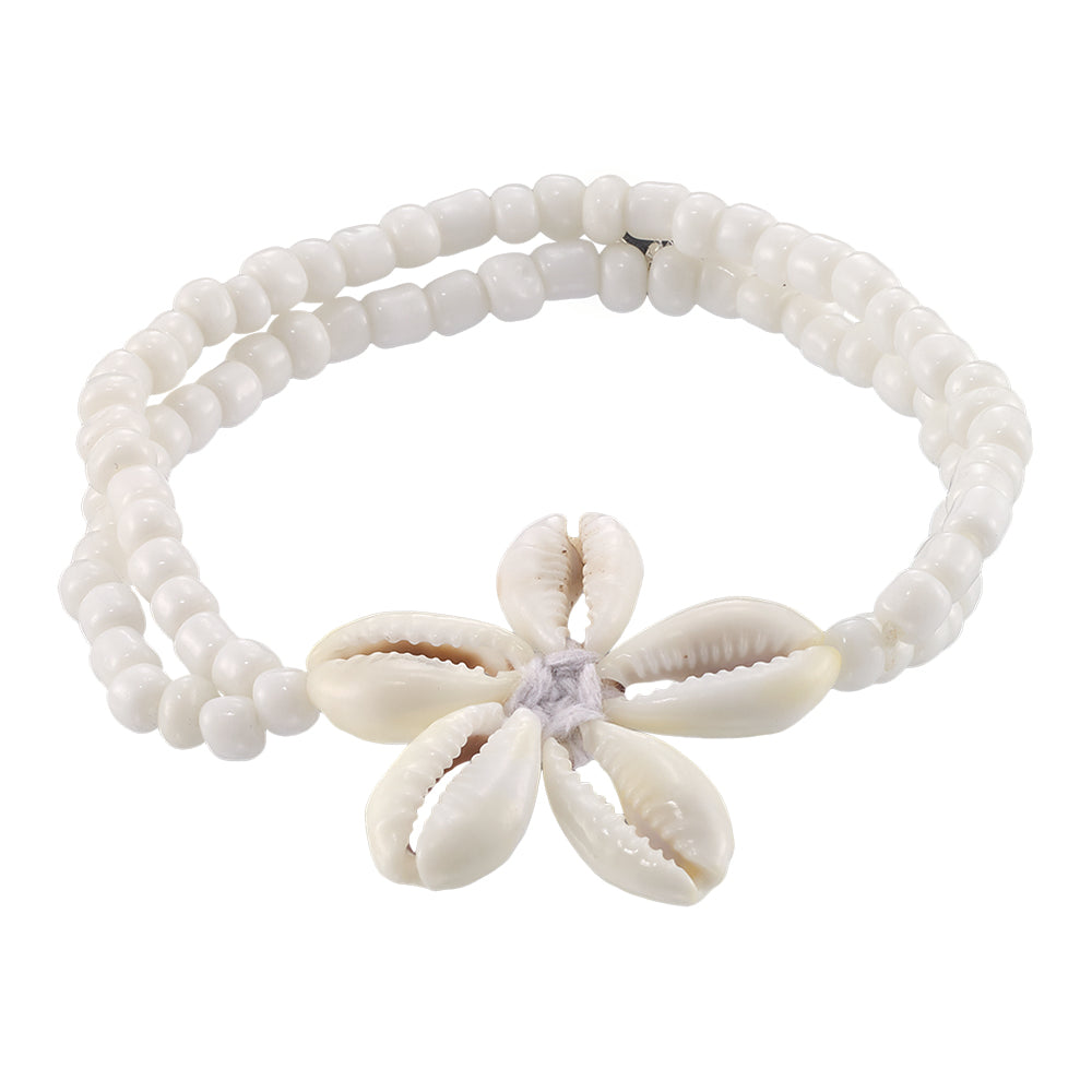 Flower Cowrie Double Strand Stretch Bracelet