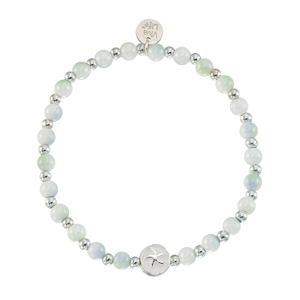Enamel Starfish Acrylic Bead Bracelet