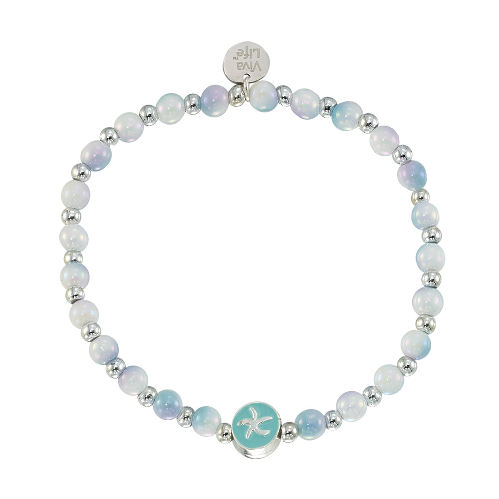 Enamel Starfish Acrylic Bead Bracelet