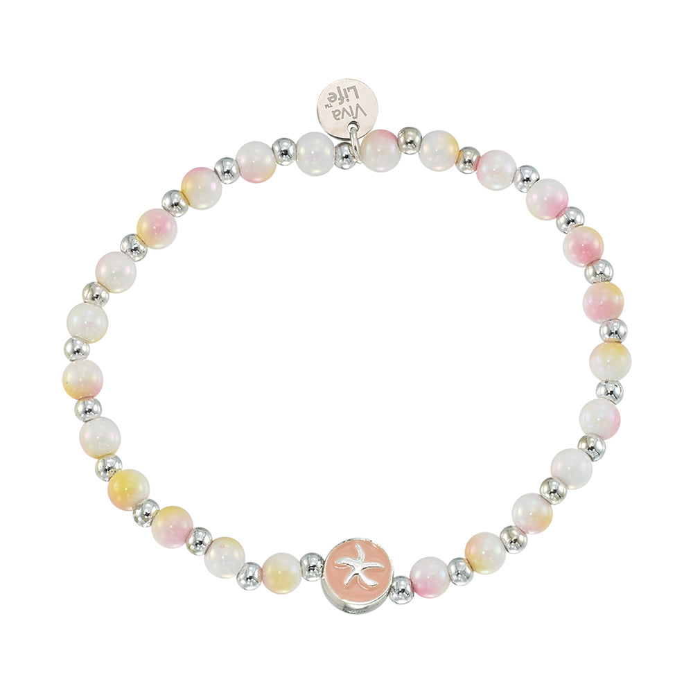 Enamel Starfish Acrylic Bead Bracelet