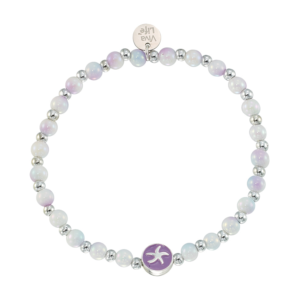 Enamel Starfish Acrylic Bead Bracelet