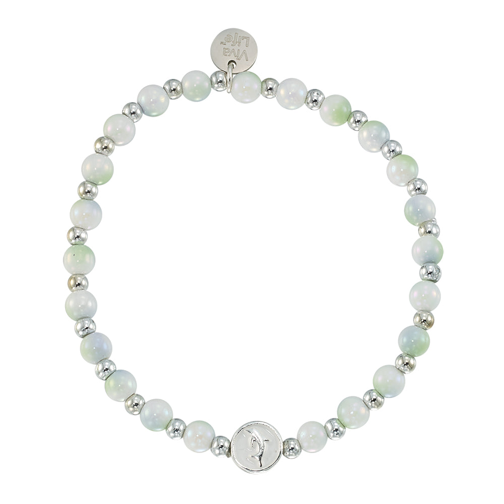 Enamel Dolphin Acrylic Bead Bracelet