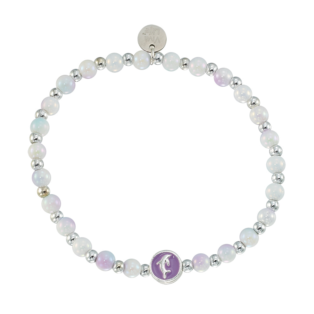 Enamel Dolphin Acrylic Bead Bracelet