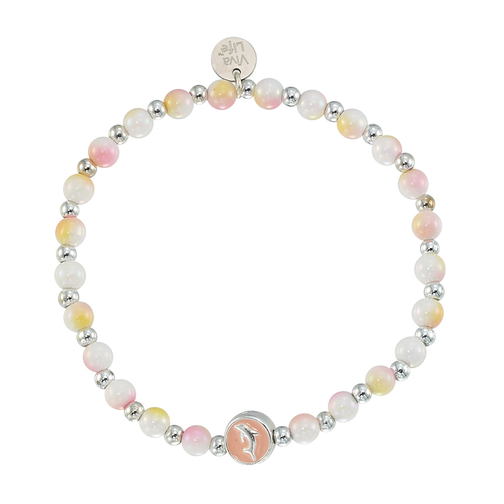 Enamel Dolphin Acrylic Bead Bracelet
