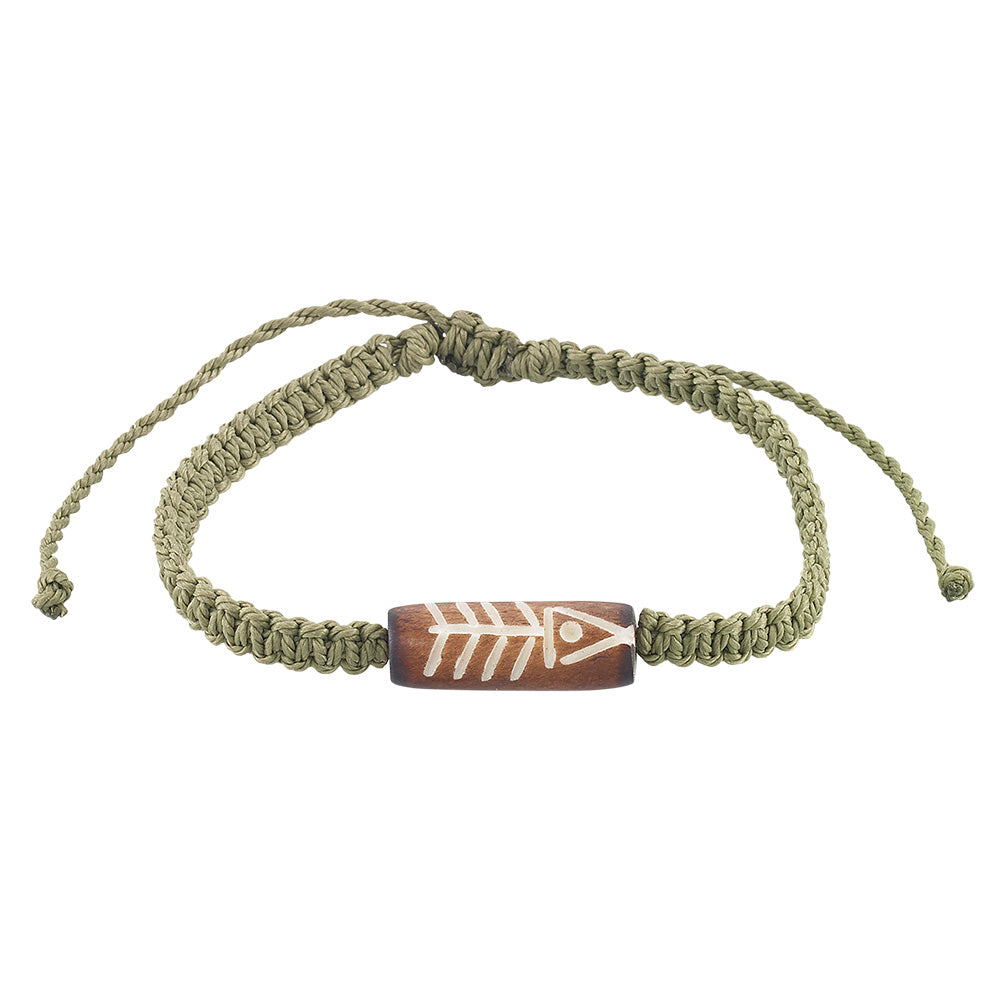 Macrame Wooded Fish Bracelet