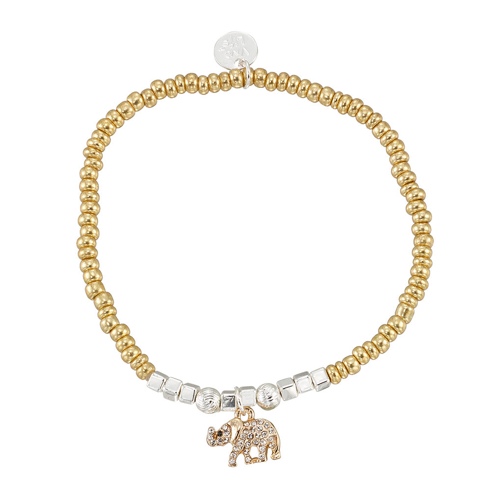 Crystal Elephant Seedbead Stretch Bracelet