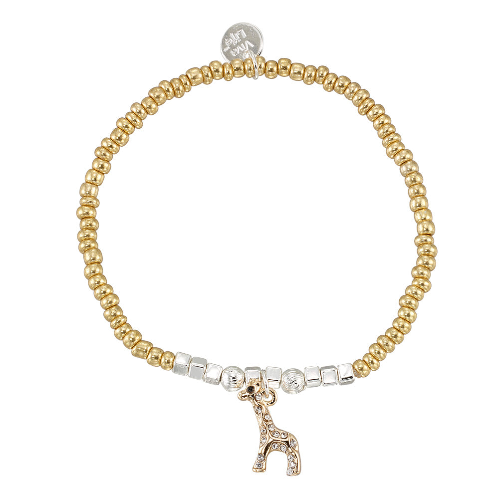 Crystal Giraffe Seedbead Stretch Bracelet