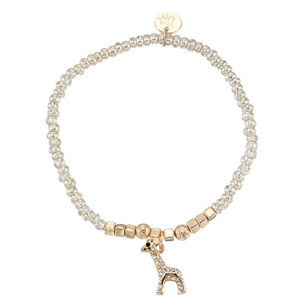 Crystal Giraffe Seedbead Stretch Bracelet