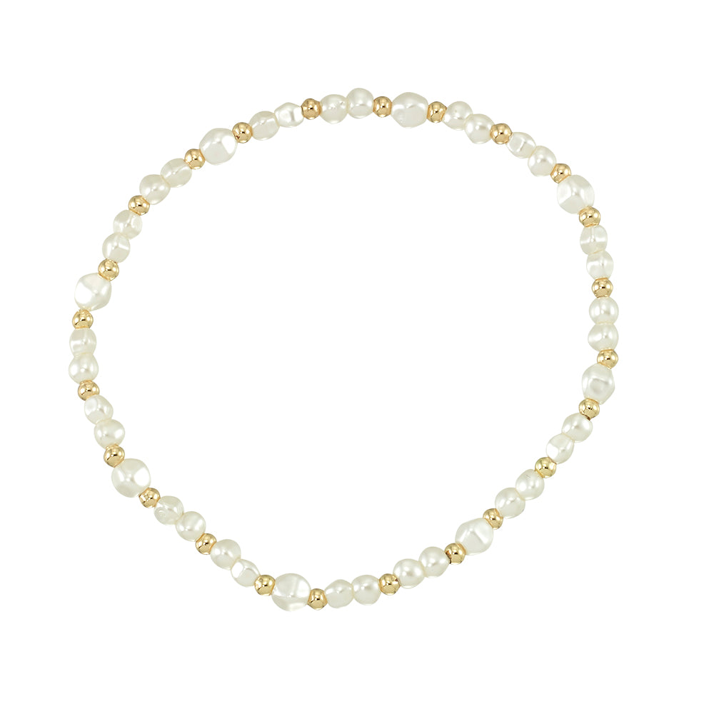Faux Pearl Metal Bead Bracelet