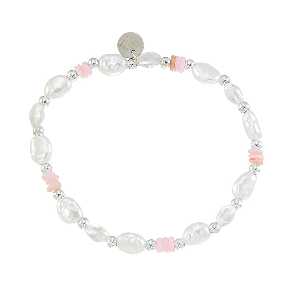 Pearl and Shell Chip Stretch Bracelet