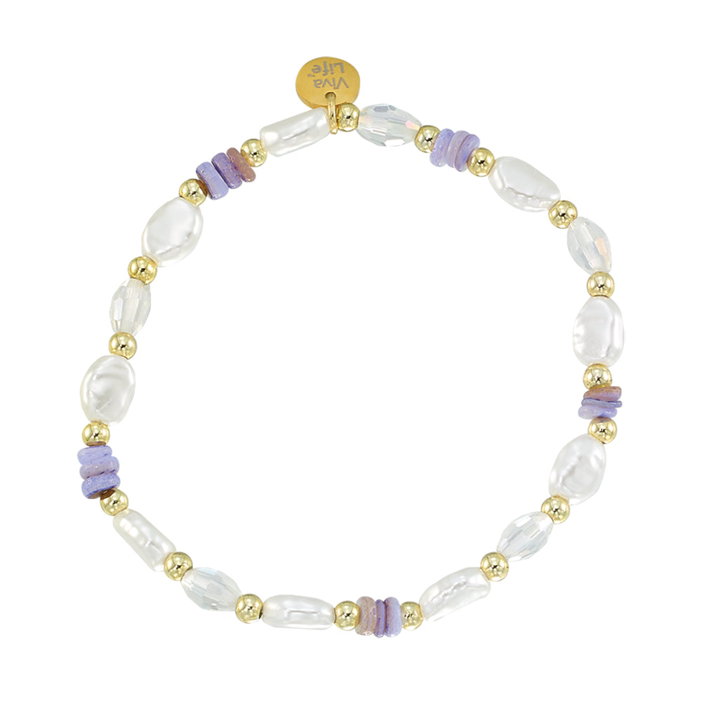Pearl and Shell Chip Stretch Bracelet