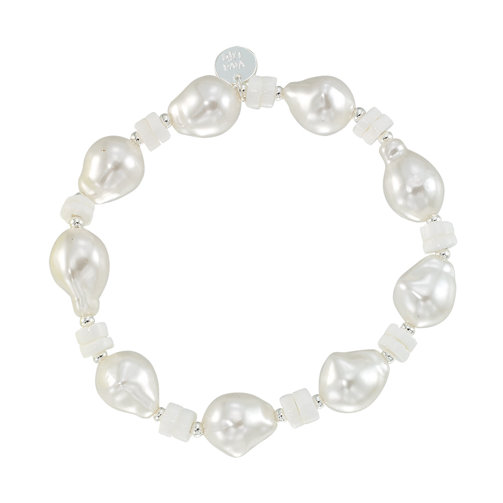Baroque Pearl Clam Shell Stretch Bracelet