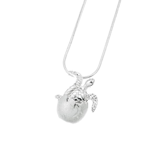 Silver Hatching Sea Turtle 16&quot; Necklace