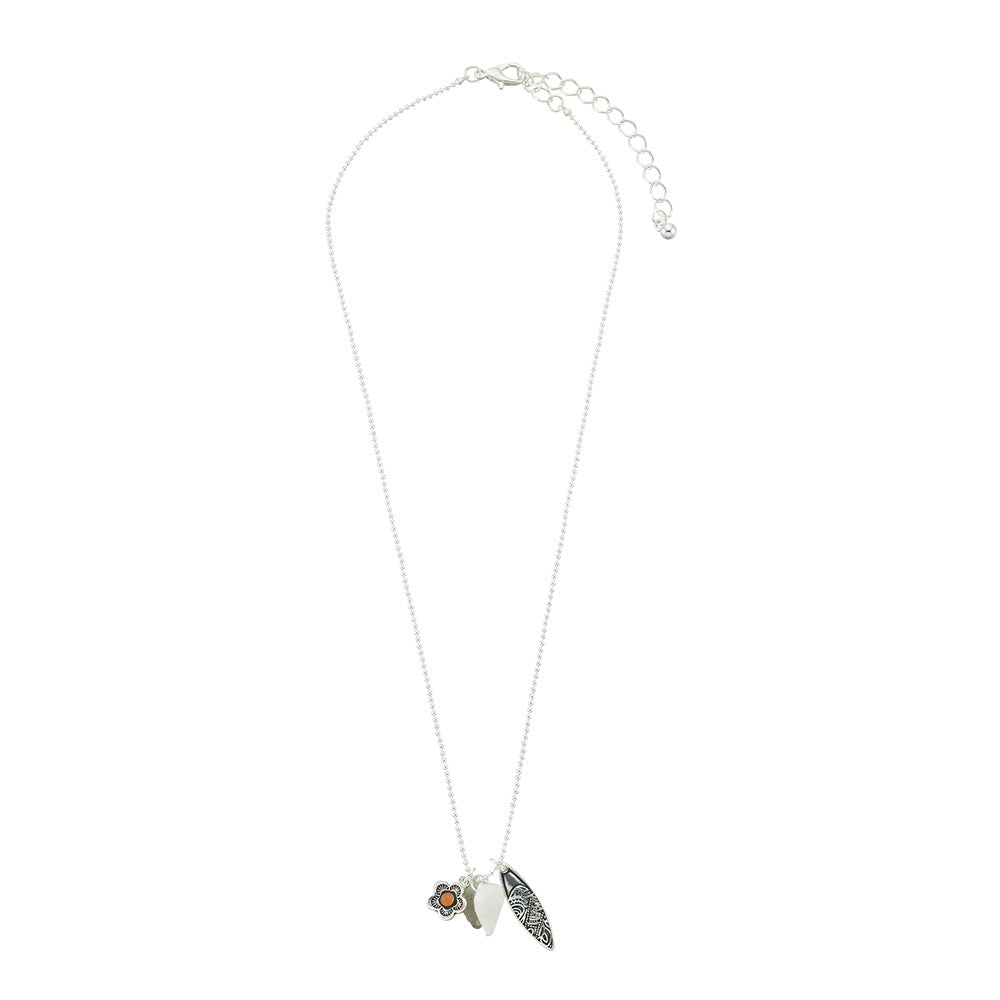 Flower, Surfboard, &amp; Shell Necklace