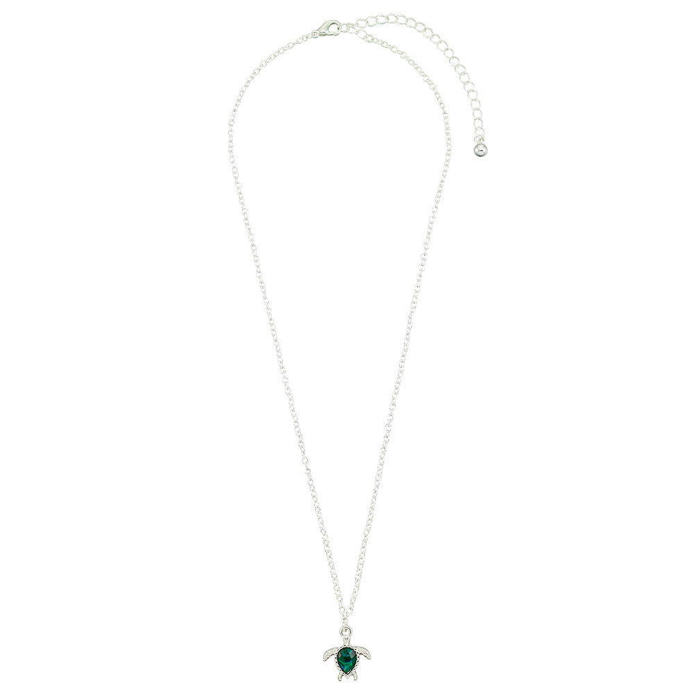 Silver Abalone Turtle 16" Necklace