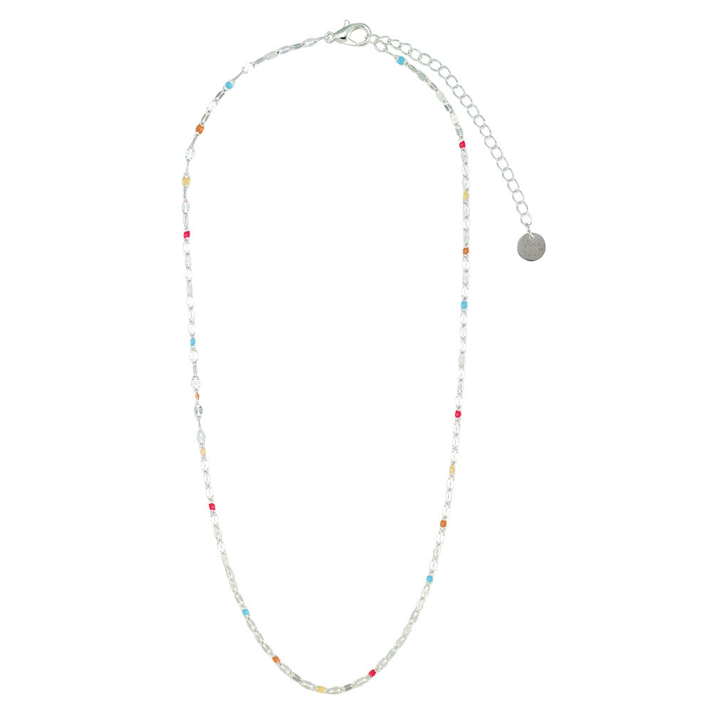 Dainty Enamel Metal 15" Necklace