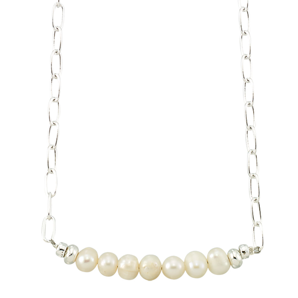 Freshwater Pearl Paperclip Chain Necklace