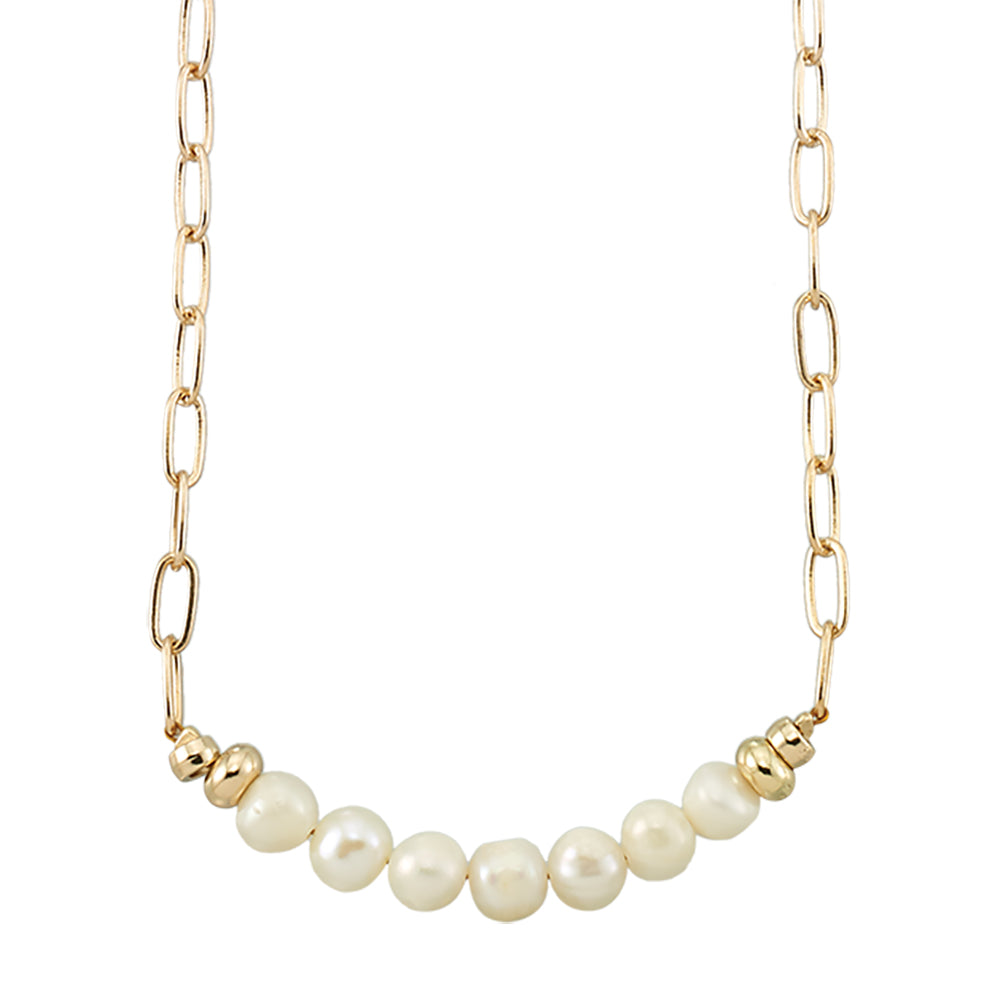 Freshwater Pearl Paperclip Chain Necklace