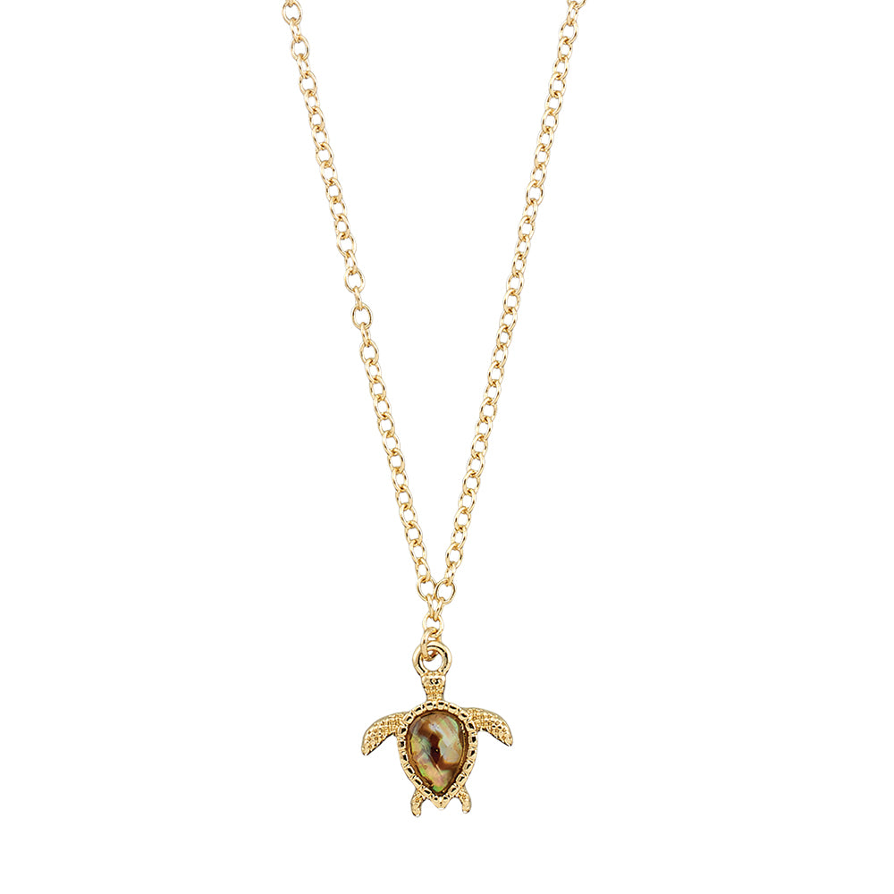 Gold Abalone Turtle 16" Necklace
