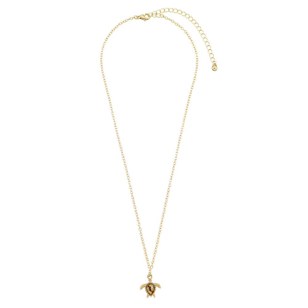 Gold Abalone Turtle 16&quot; Necklace