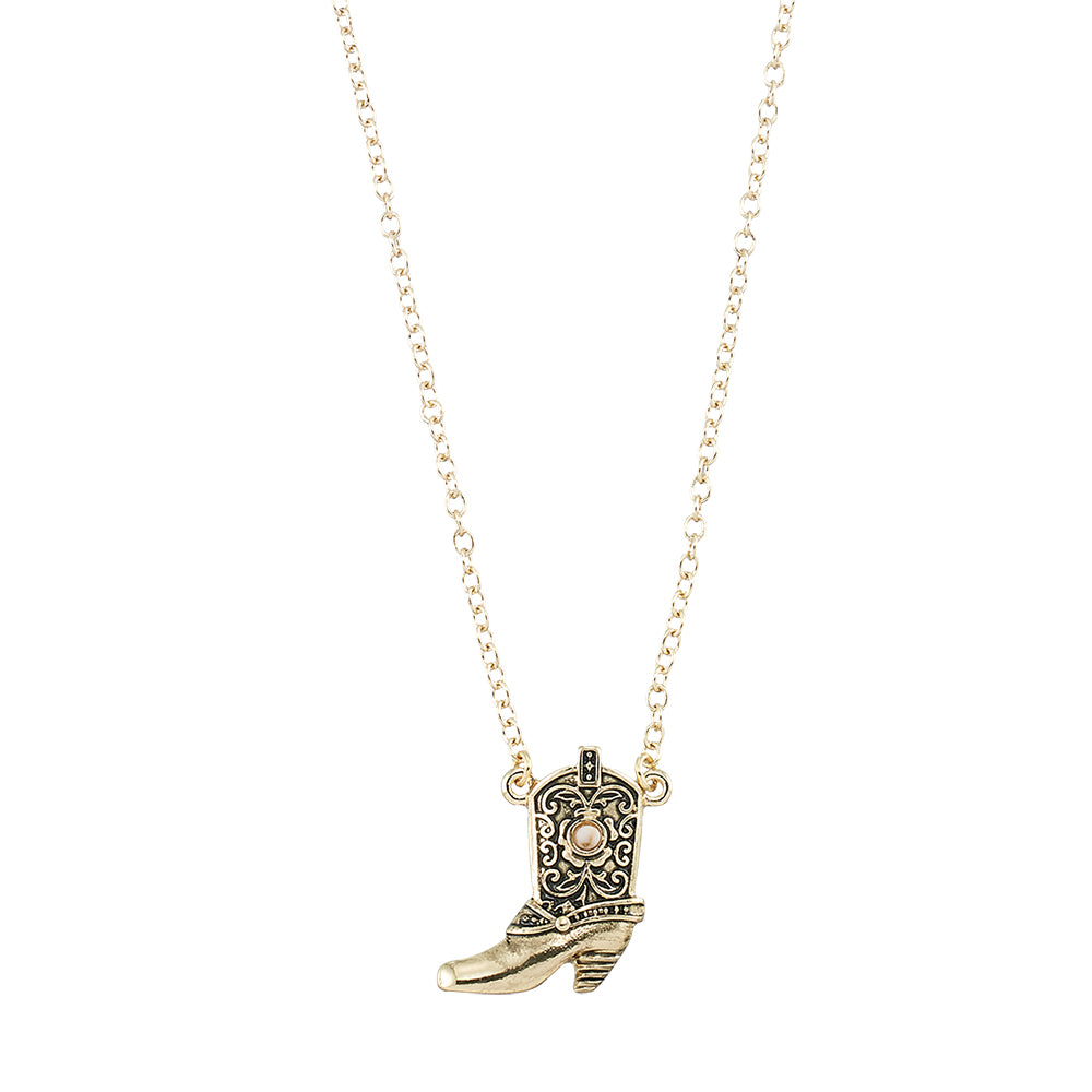Cowboy Boot with Howlite 16" Necklace
