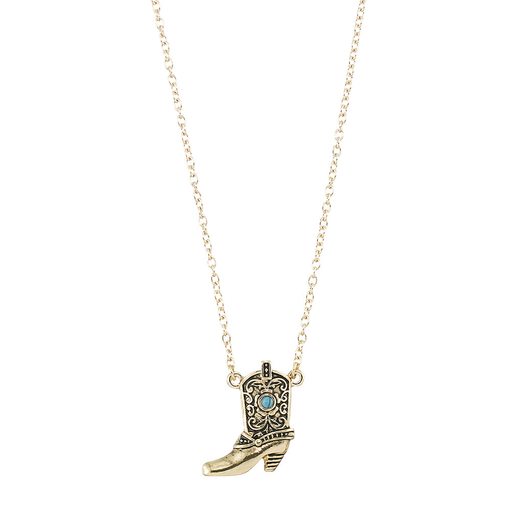 Cowboy Boot with Howlite 16" Necklace