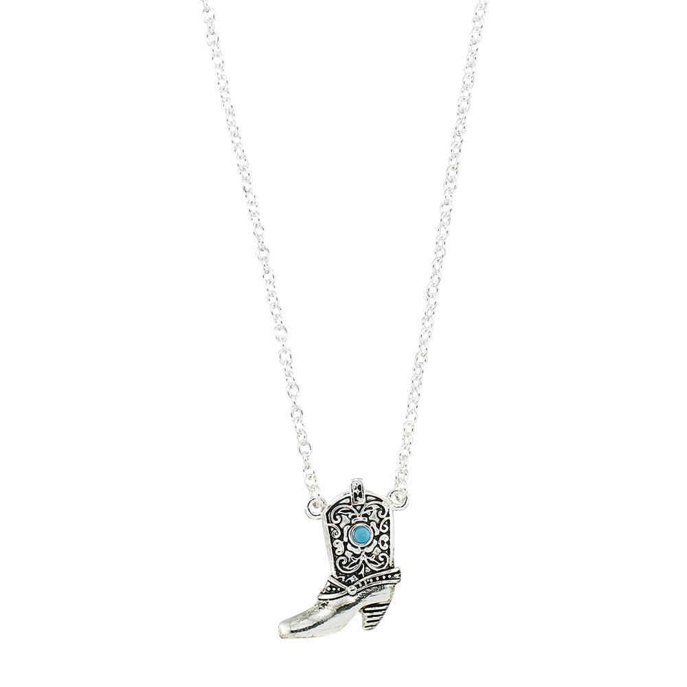 Cowboy Boot with Howlite 16" Necklace